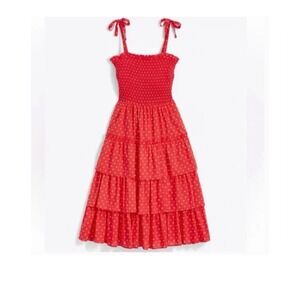 NWT Draper James Midi Dress Taylor Lipstick Red White XL Polka Dot Spring Retro